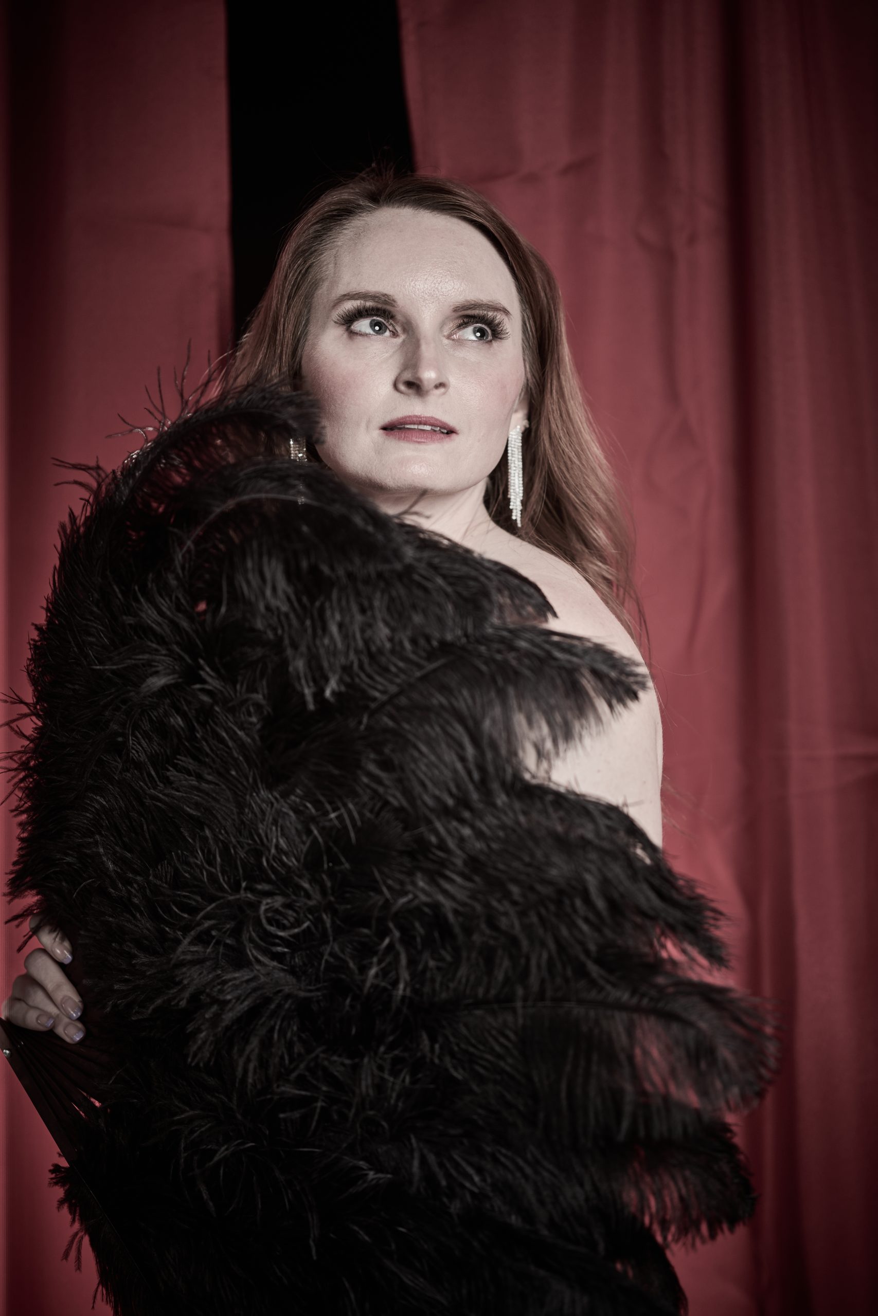 Feather fan vintage portrait